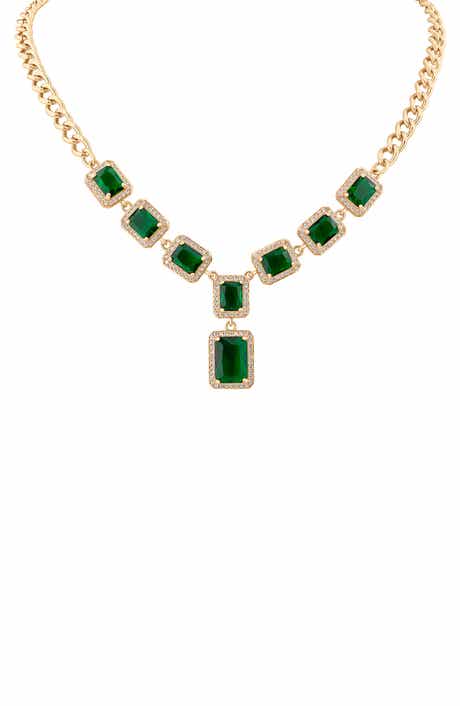 JARDIN Crystal Halo Frontal Y-Necklace
