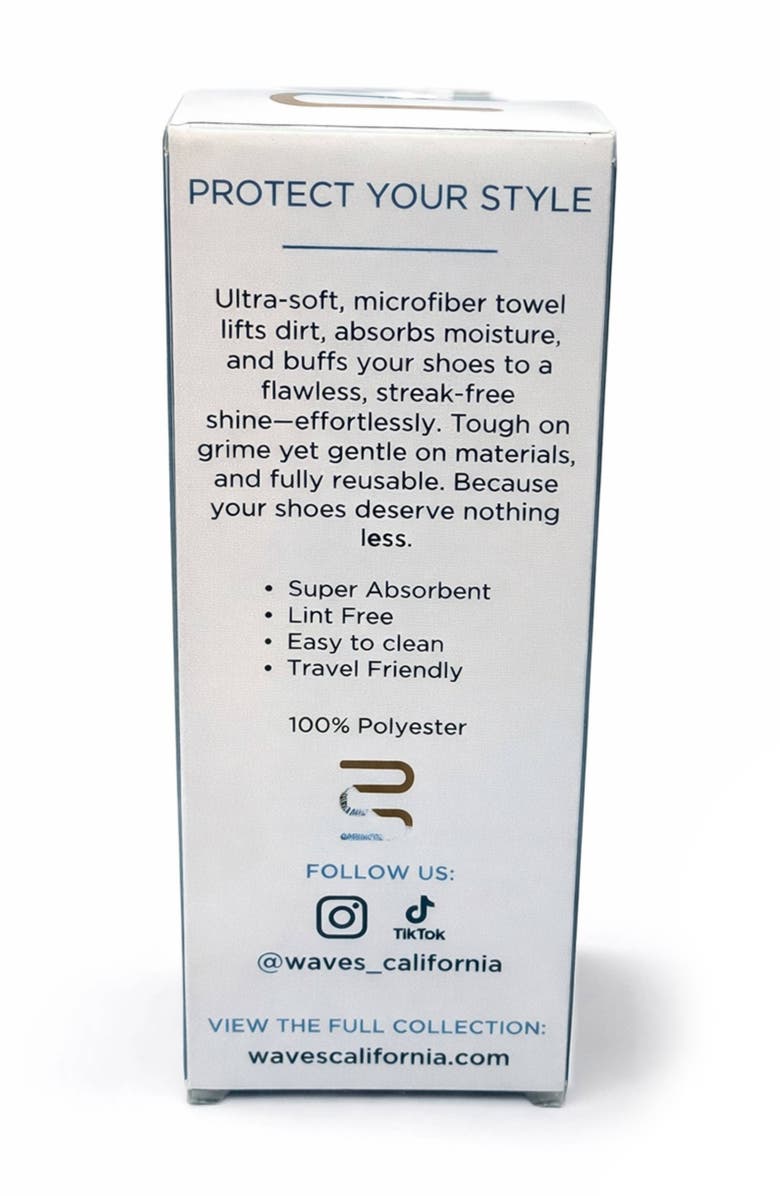 Waves California Microfiber Shoe Towel, Alternate, color, Grey