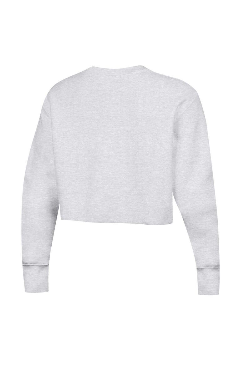 Women's Champion Heather Gray Harvard Crimson Reverse Weave Cropped Pullover Sweatshirt, Alternate, color, Heather Gray