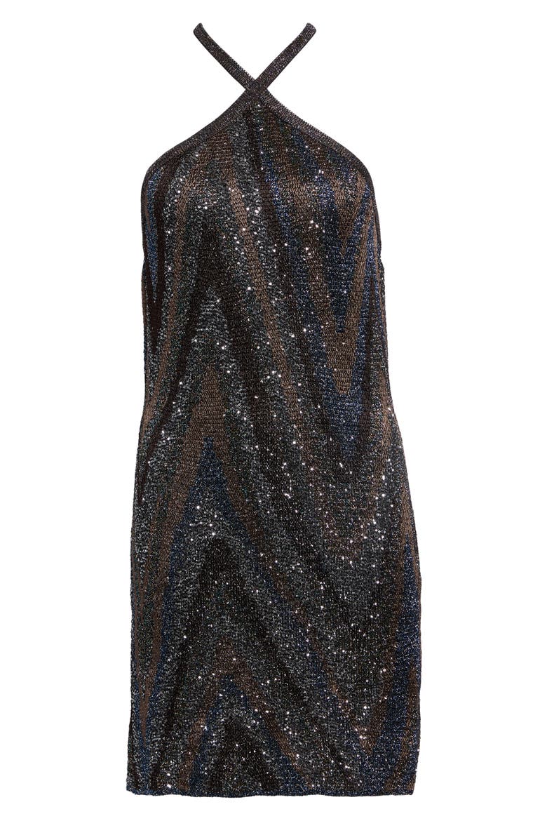 Sequin Halter Minidress, Main, color, S91U7-BLACK BASE WITH BLUE