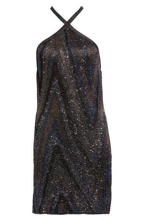 Sequin Halter Minidress