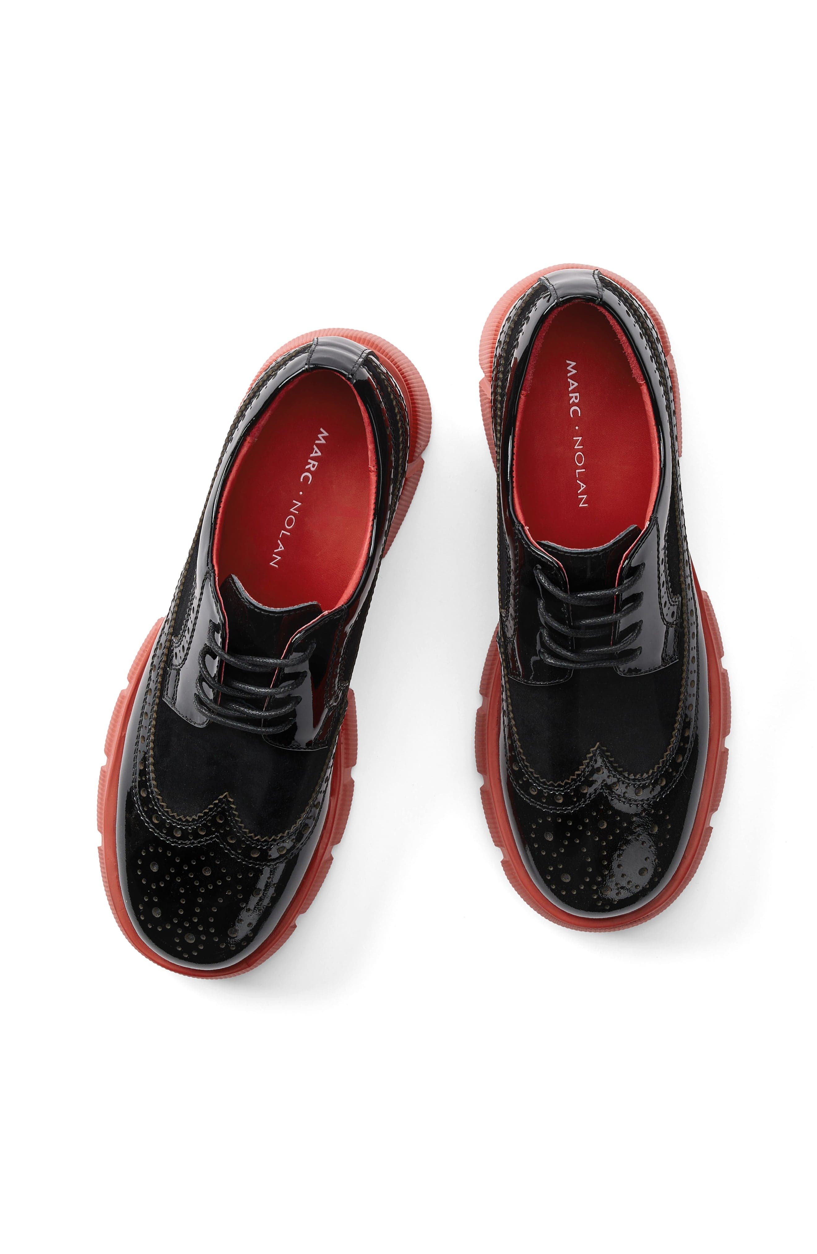 MARC NOLAN Ms. Alexander Leather Lug Wingtip Derby, Alternate, color, Black/Red
