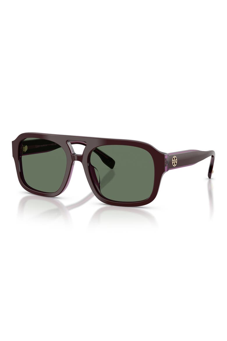 53mm Gradient Pilot Sunglasses, Alternate, color, PURPLE CRYSTAL / DARK GREEN