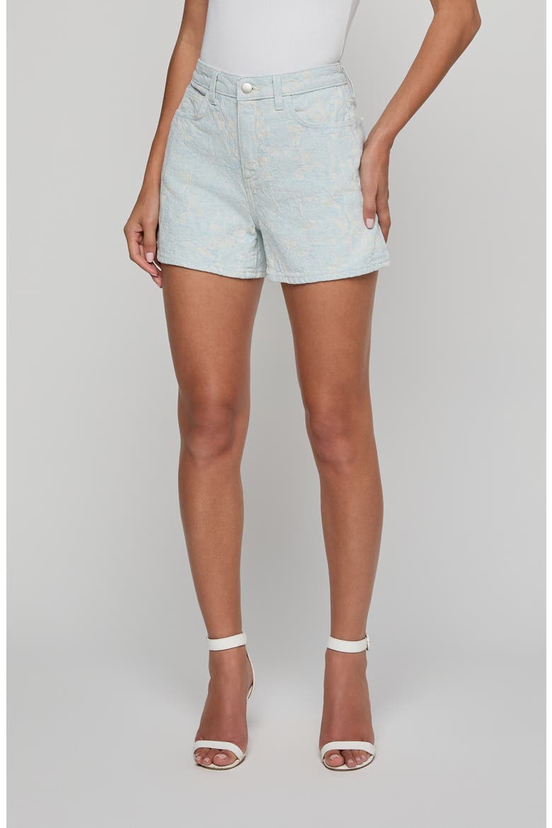 Lissania Floral Stitch Denim Shorts, Main, color, CLOUD DAMASK
