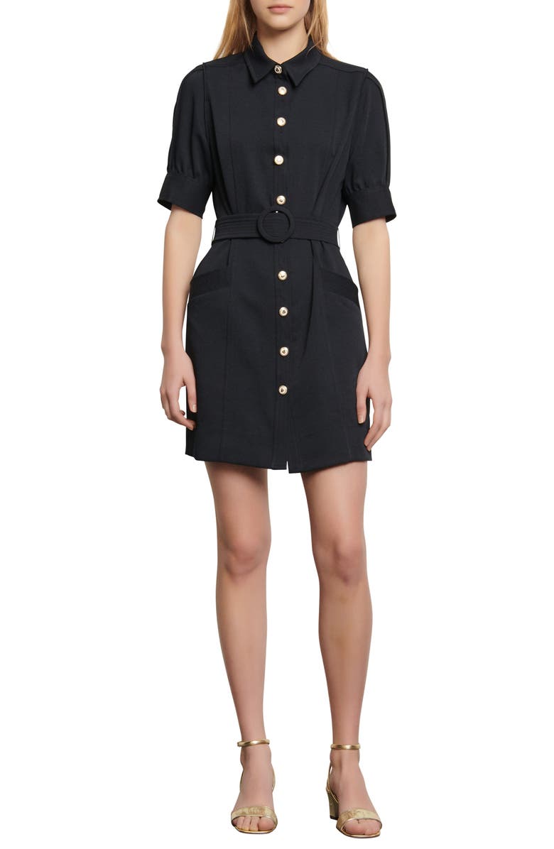 SANDRO Joody Belted Short Sleeve Minidress, Main, color,