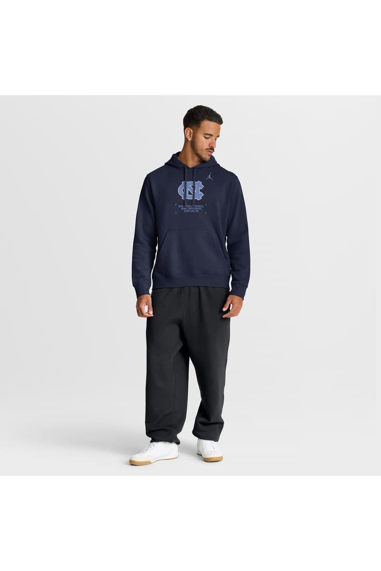 Men's Jordan Brand Navy North Carolina Tar Heels Basketball Two-Hit Club Fleece Pullover Hoodie, Alternate, color, Navy