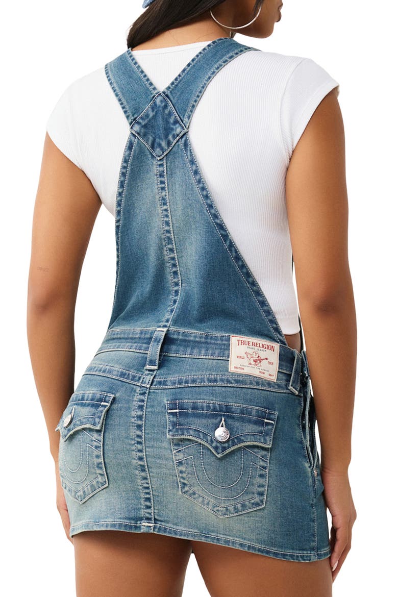 Denim Overall Minidress, Alternate, color, FLORAL DREAM