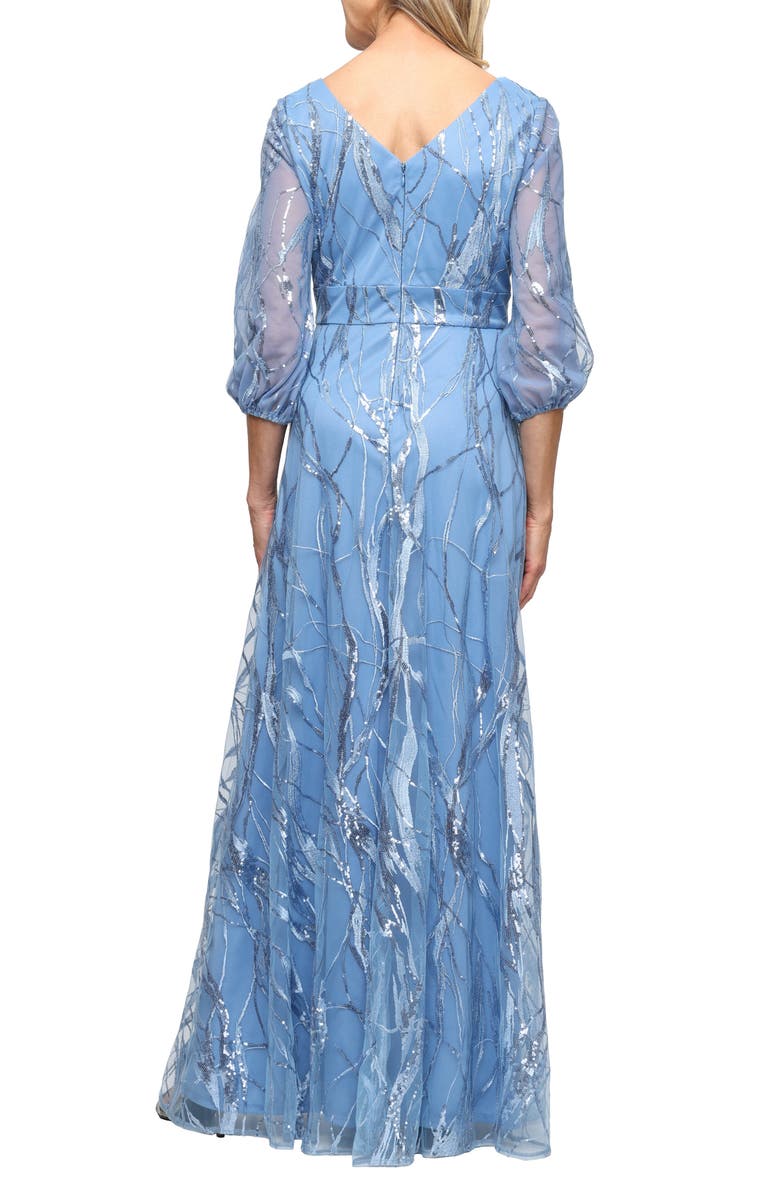 Alex Evenings Sequin A-Line Gown, Alternate, color, Skyblue