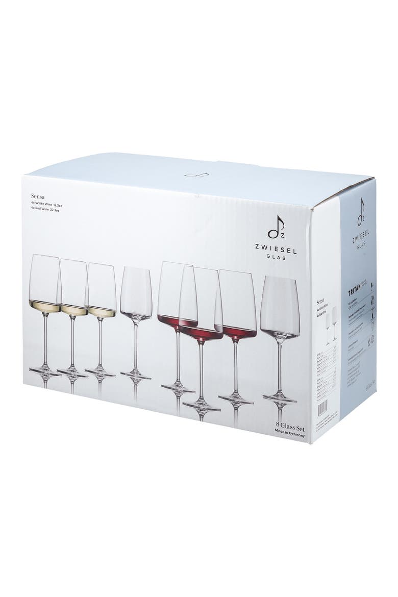 Sensa Set of 8 Red & White Wine Glasses, Alternate, color, CLEAR