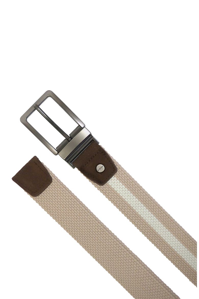 Reversible Stretch Woven Belt, Alternate, color, KHAKI/ IVORY