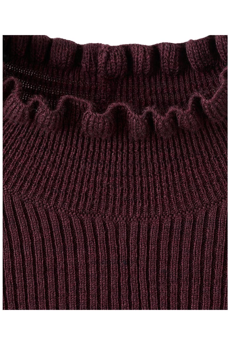 Scallop Mock Neck Sweater, Alternate, color, WINE