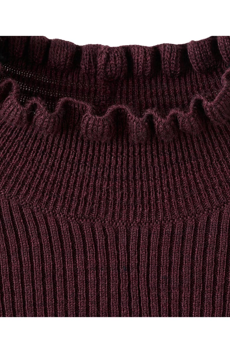 MANGO Scallop Mock Neck Sweater, Alternate, color, Wine