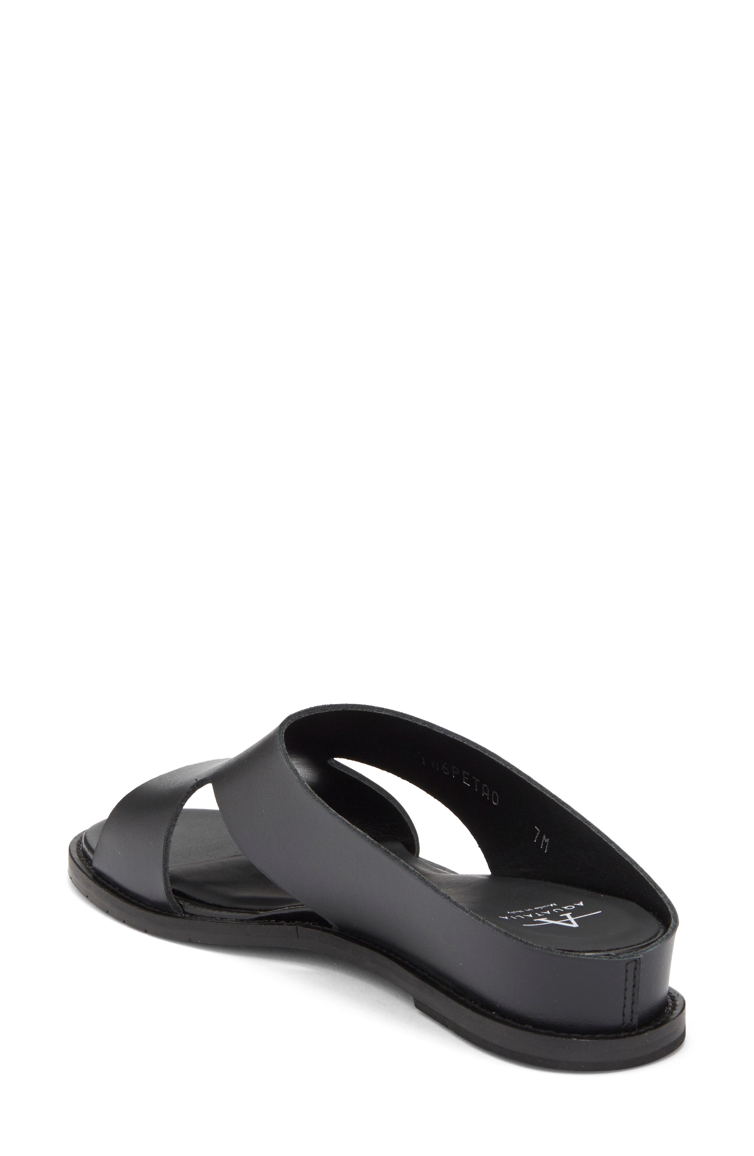 Aquatalia Petra Wedge Sandal, Alternate, color, Black Leather