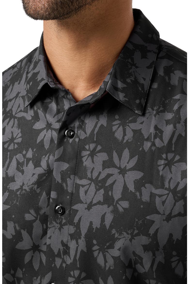 Techwoven Founder Floral Short Sleeve Performance Button-Up Shirt, Alternate, color, BLACK
