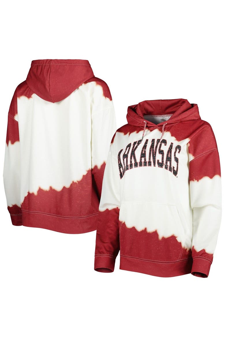 Women's Gameday Couture White/Cardinal Arkansas Razorbacks For the Fun Double Dip-Dyed Pullover Hoodie, Main, color, White