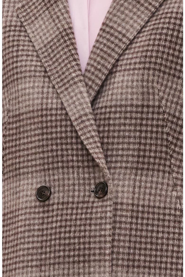 Plaid Double Breasted Wool & Cashmere Coat, Alternate, color, MAHOGANY MULTI
