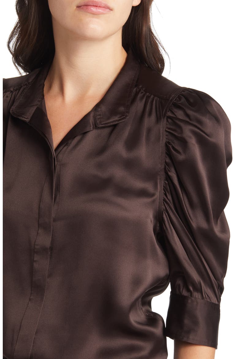 Gillian Silk Button-Up Shirt, Alternate, color, AMERICANO