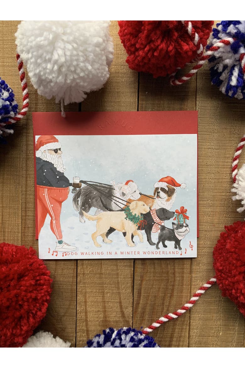 Holiday Winter Card Pack (3ct) Dog Walking In a Winter Wonderland, Alternate, color, Multi-Pack