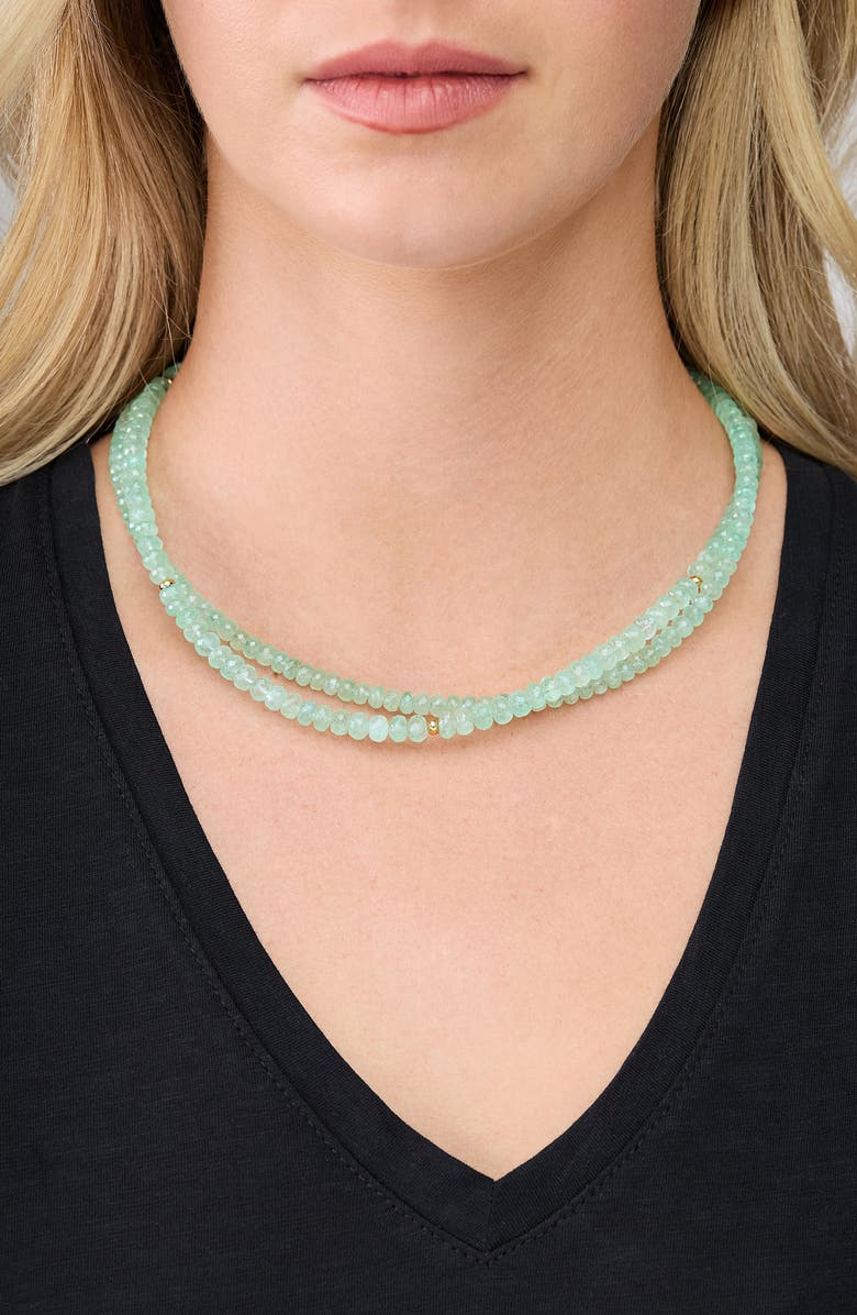 Bony Levy 14K Gold Iris Emerald Beaded Tennis Necklace, Alternate, color, Green