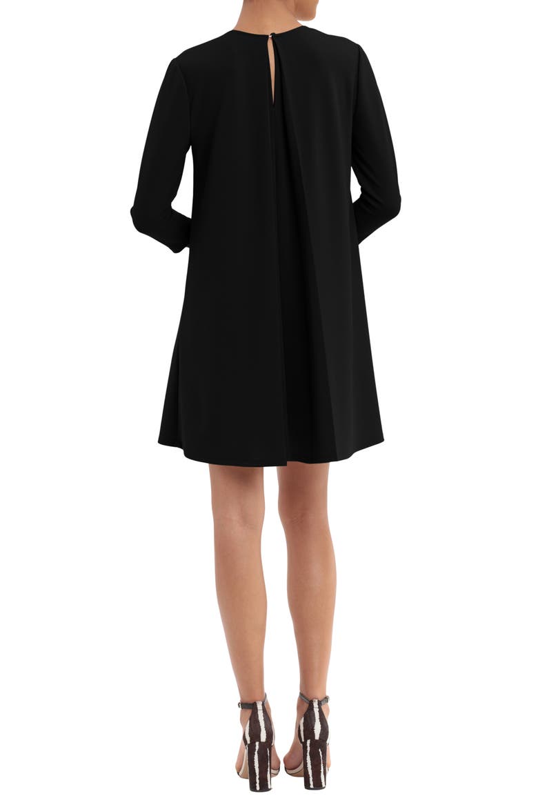 Three-Quarter Sleeve Pocket Shift Dress, Alternate, color, BLACK