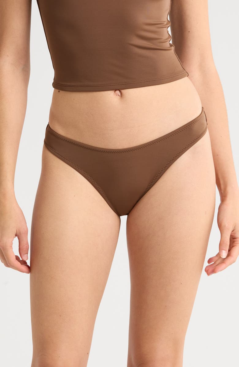 PacSun Rosie High Leg Scoop Bikini Bottoms, Main, color, Chestnut/ Light Pink Rose