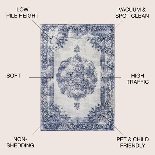 Jonathan Y Rosalia Cottage Medallion Area Rug In Dark Blue/ivory