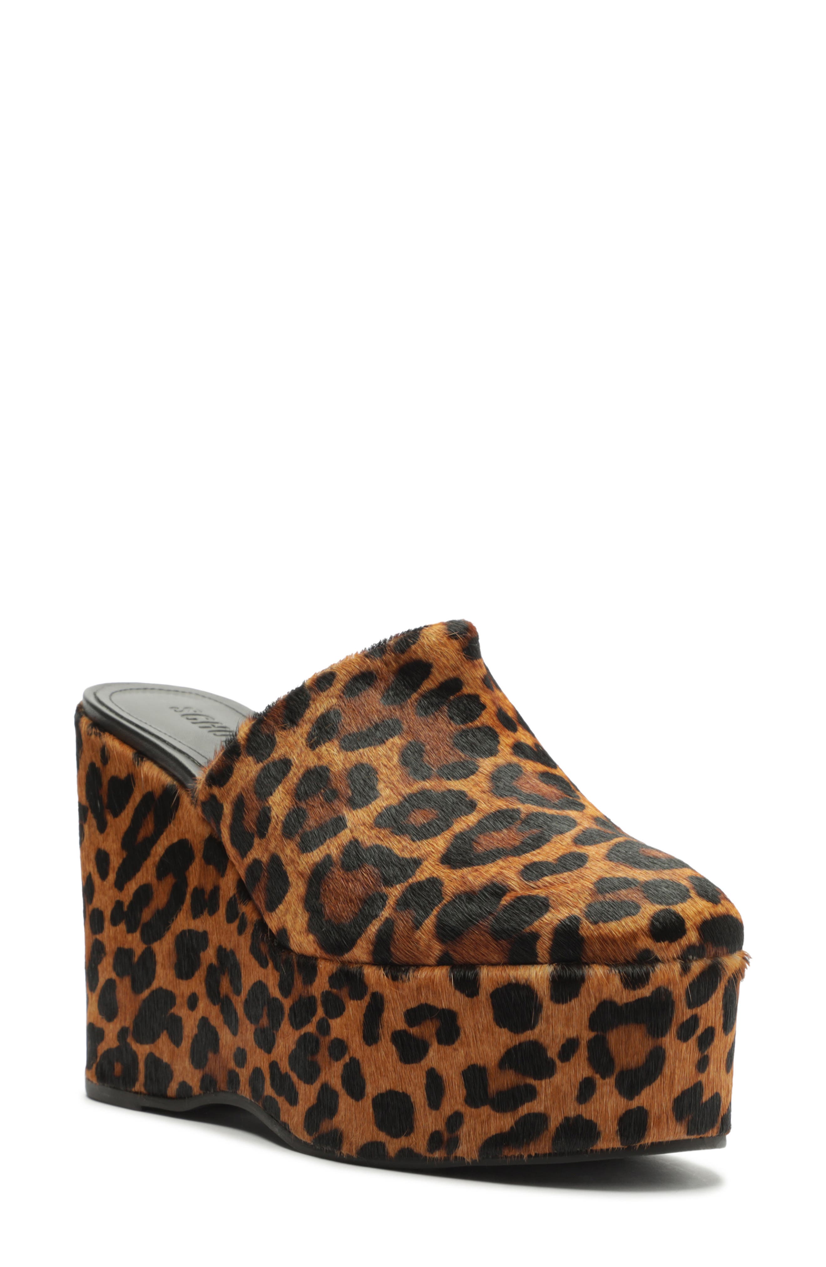 Schutz Sierra Platform Wedge Mule, Main, color, Leopard