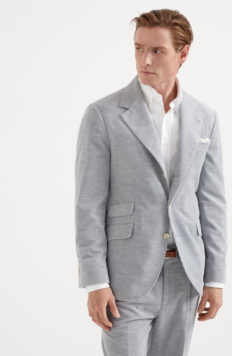 Brunello Cucinelli Cotton and cashmere mélange corduroy deconstructed Cavallo blazer, Alternate, color, 