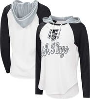 STARTER Women's G-III Sports by Carl Banks White/Black Los Angeles Kings MVP Raglan Lightweight Hooded T-Shirt