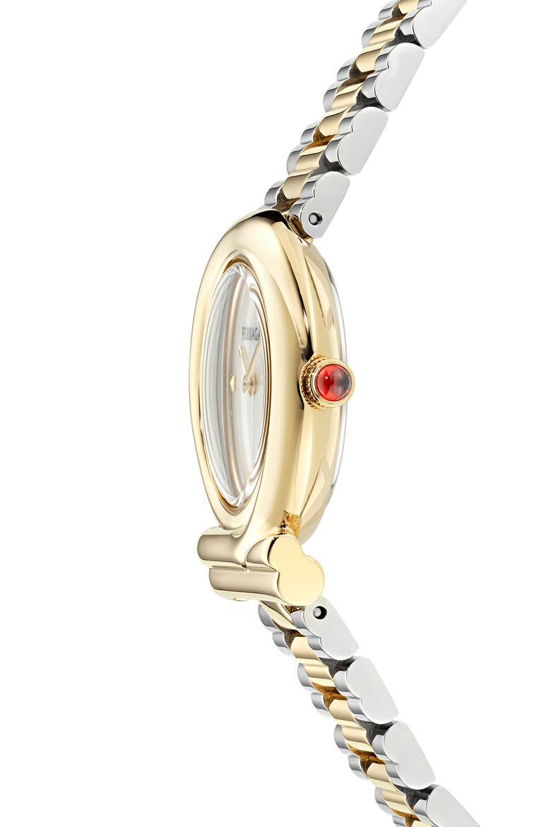 Gancini Twisted Two-Tone Bracelet Watch, 28mm, Alternate, color, TWO TONE