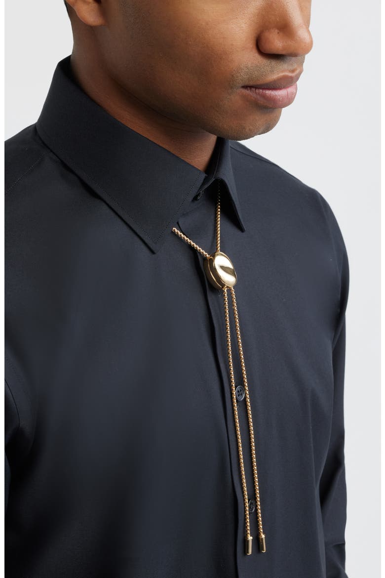 Puffy Pebble Bolo Necklace, Alternate, color, GOLD