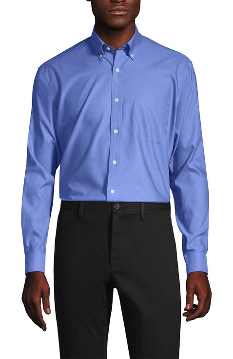 School Uniform  Tailored Fit No Iron Solid Supima Cotton Pinpoint Buttondown Collar Dress Shirt