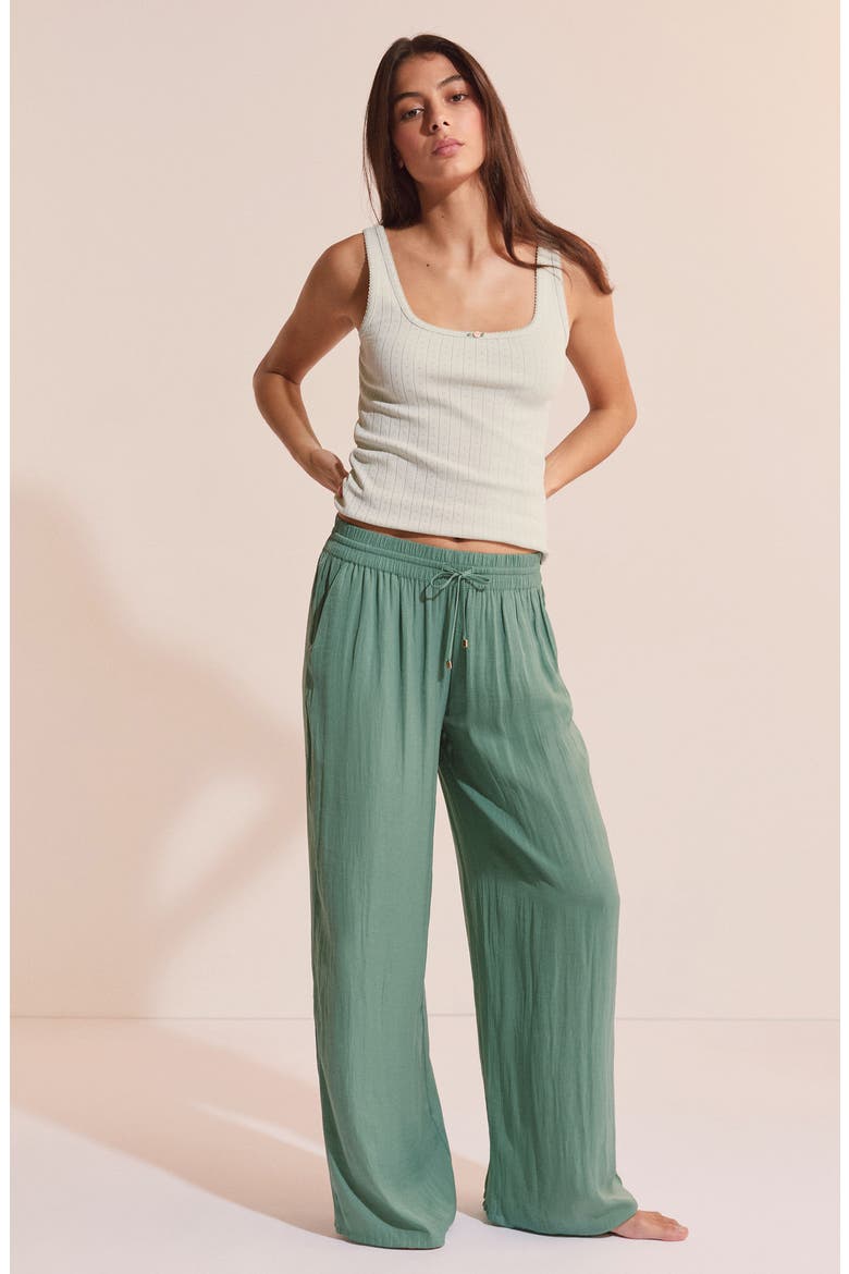 Cheeta Wide Leg Pajama Pants, Alternate, color, TEAL