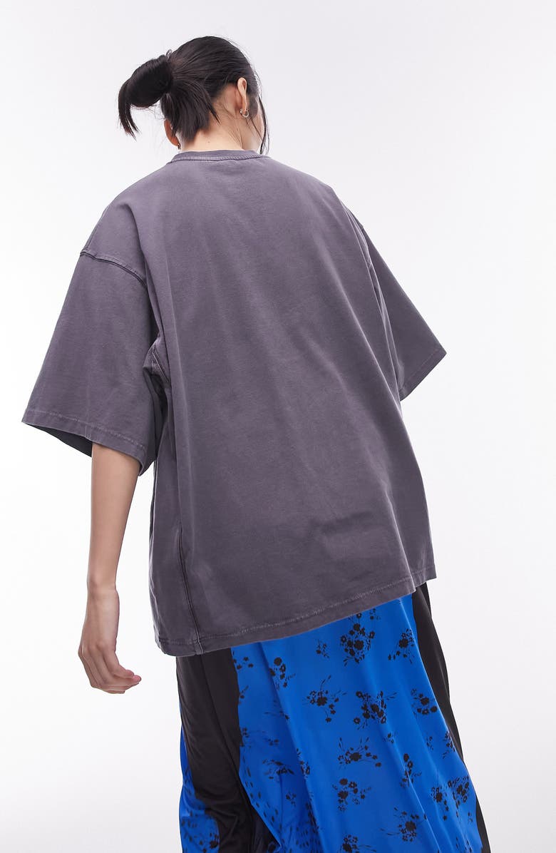 Topshop Oversize Cotton V-Neck T-Shirt, Alternate, color,