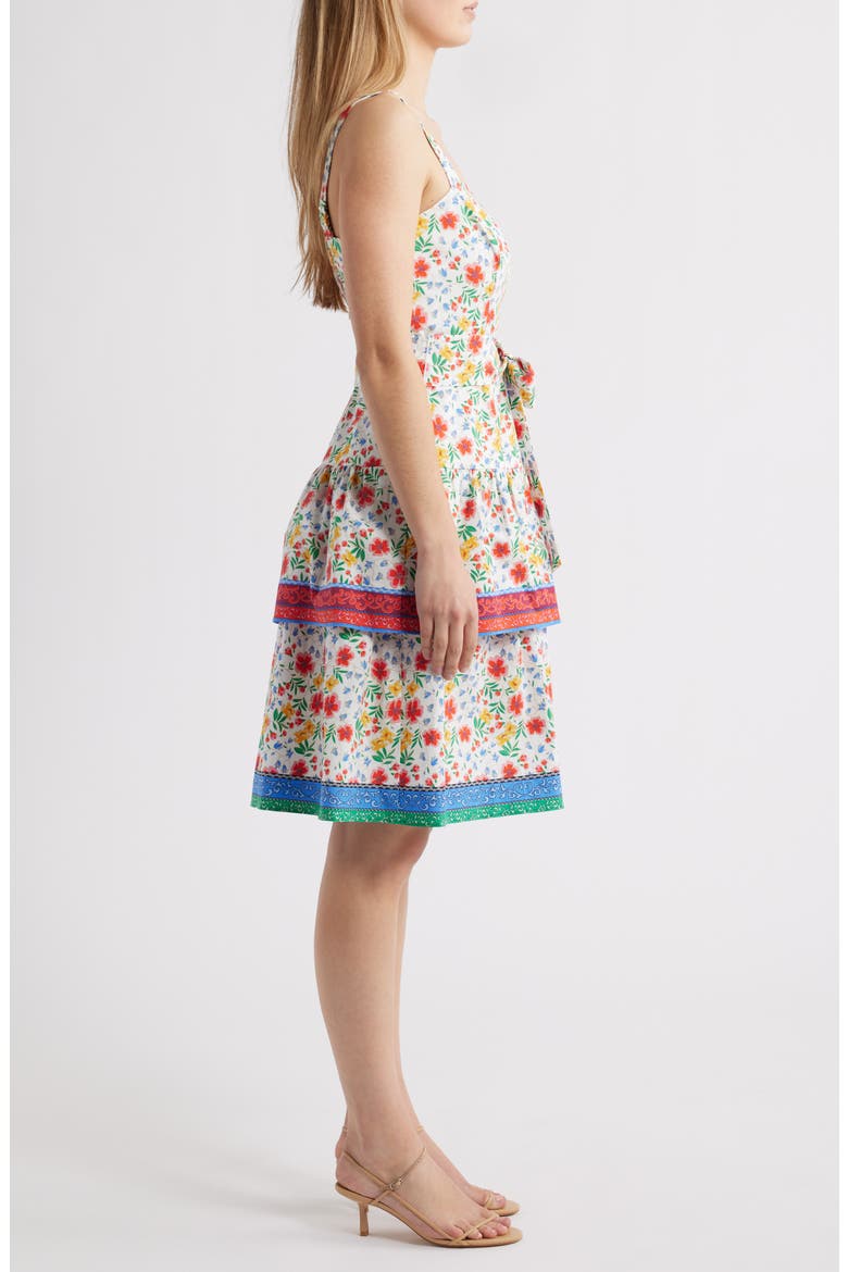 Eliza J Floral Tiered Stretch Cotton Sundress (Women) | Nordstrom
