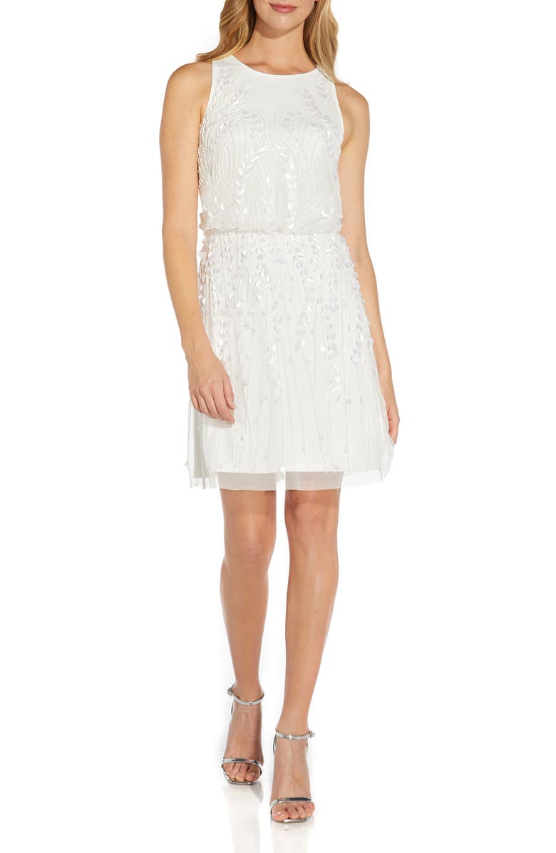 Adrianna Papell Beaded Blouson Dress, Main, color, 