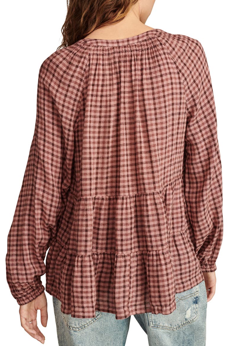 Tiered Babydoll Top, Alternate, color, RED PLAID