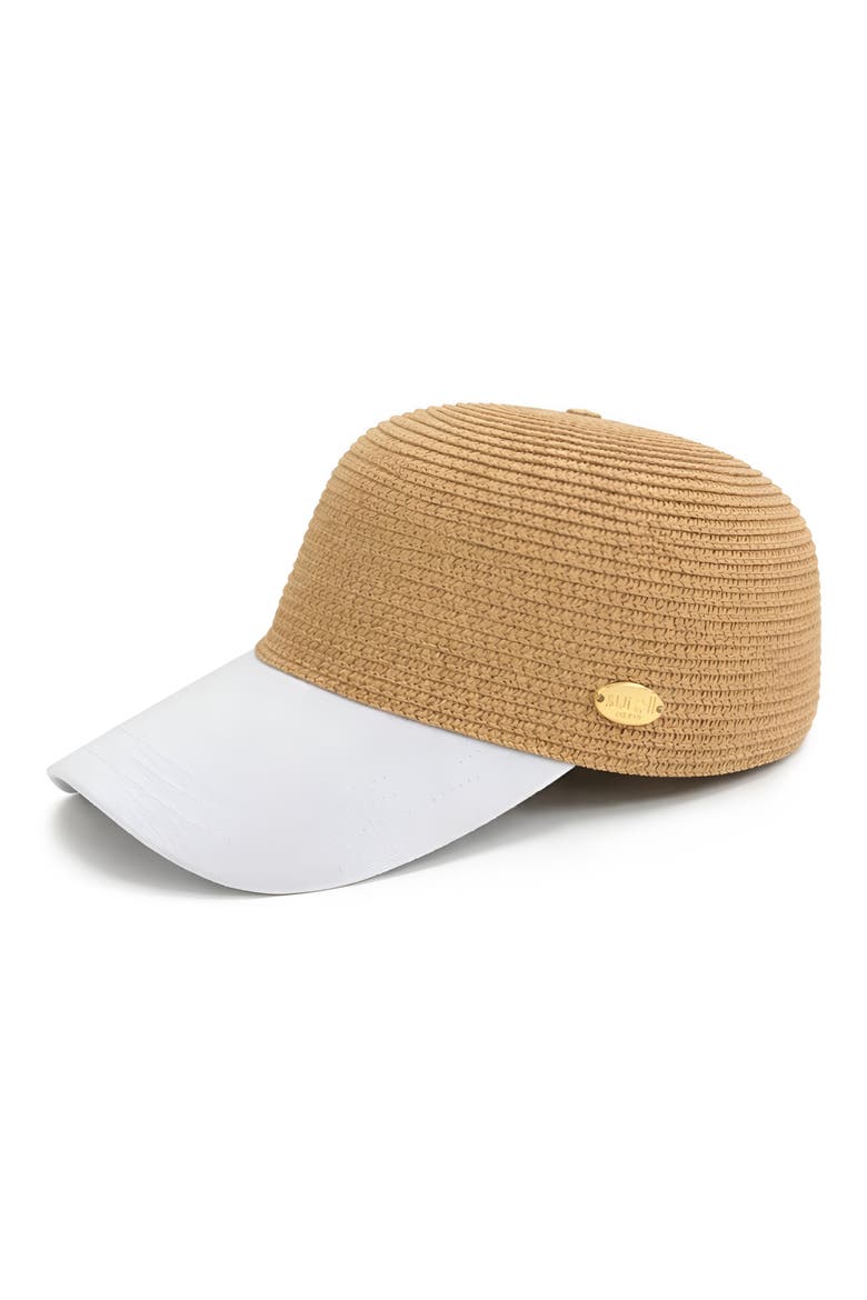 Straw Baseball Cap, Main, color, NATUARL/ WHITE