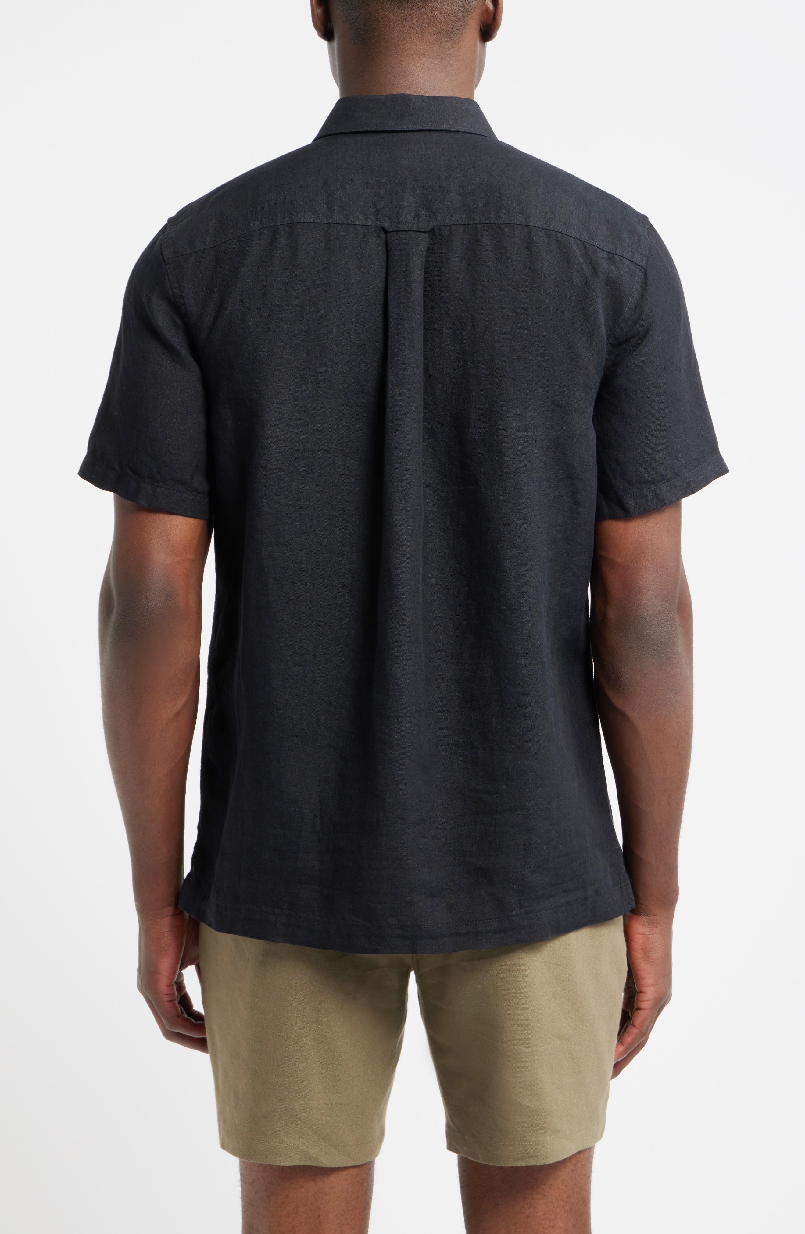 Мужские рубашки Nordstrom Short Sleeve Linen Button-Up Shirt — фото 4