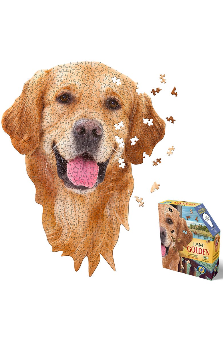 Madd Capp I Am Golden 550 Piece Puzzle Dog Shaped Animal Jigsaw, 24 X 32", Main, color, Multicolored