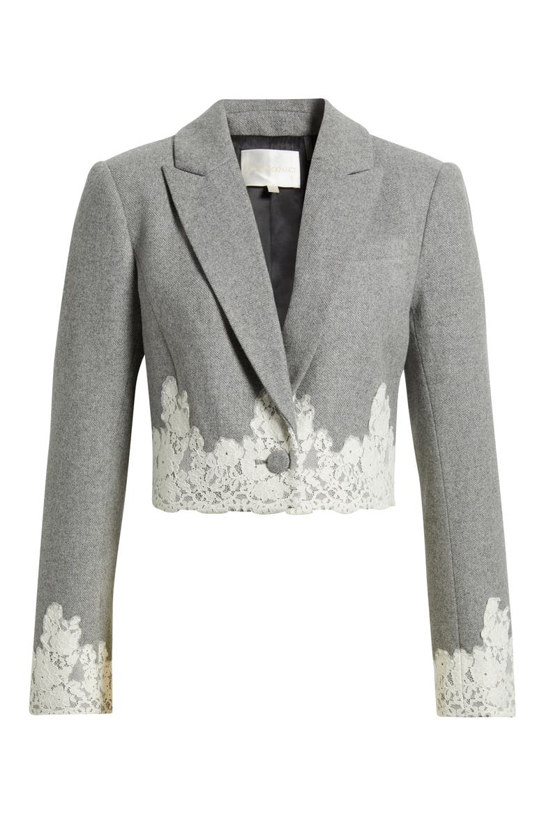 Icarus Lace Detail Crop Jacket, Alternate, color, GREY MELANGE