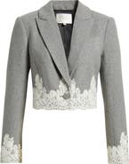 LoveShackFancy Icarus Lace Detail Crop Jacket