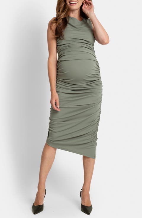 Ruched Stretch Maternity Body-Con Dress