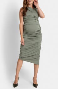 Seraphine Ruched Stretch Maternity Body-Con Dress