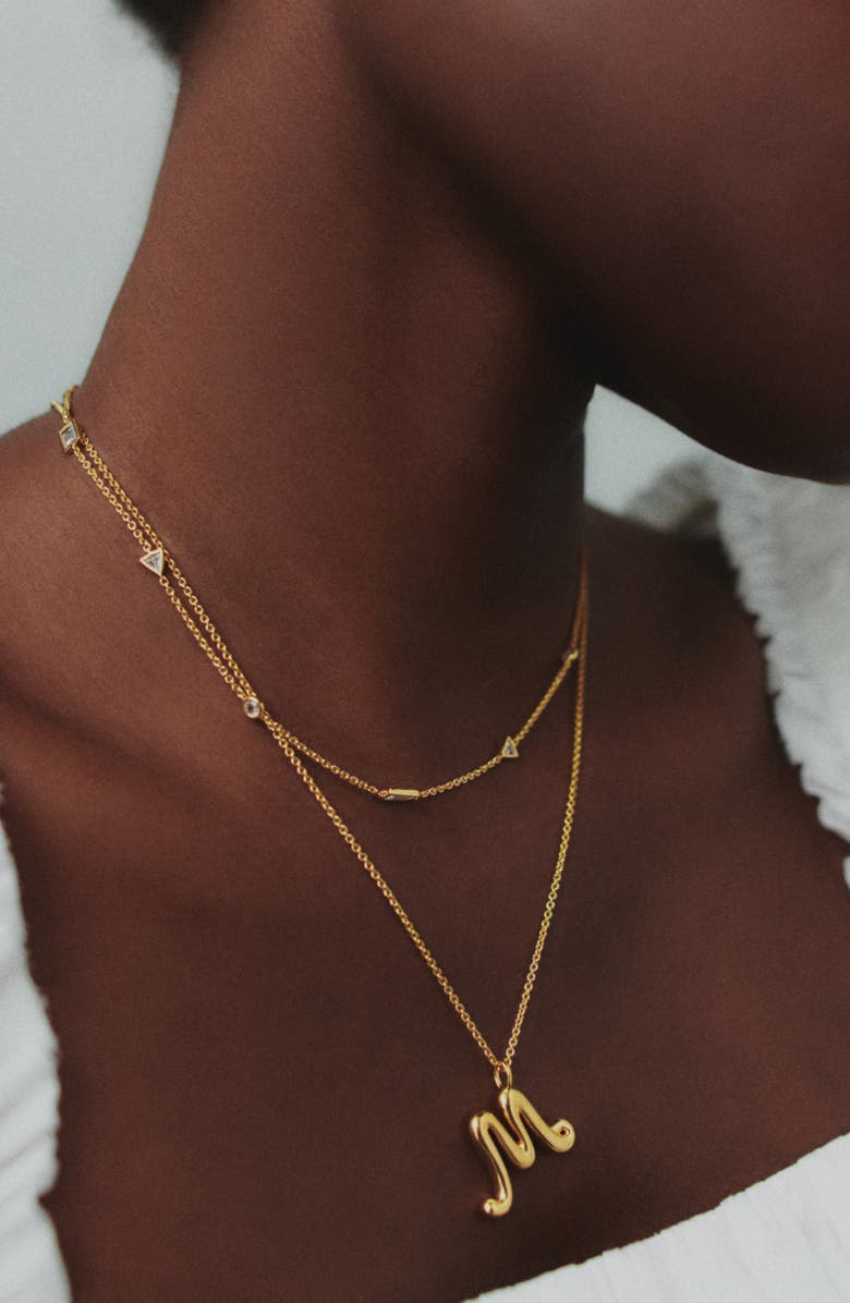 Missoma Cubic Zirconia Station Chain Necklace, Alternate, color, Gold