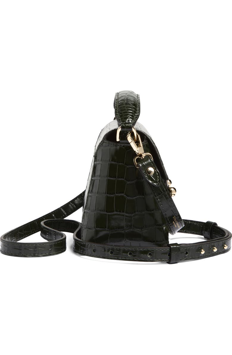 Strathberry Nano Mosaic Croc Embossed Leather Handbag, Alternate, color, Forest