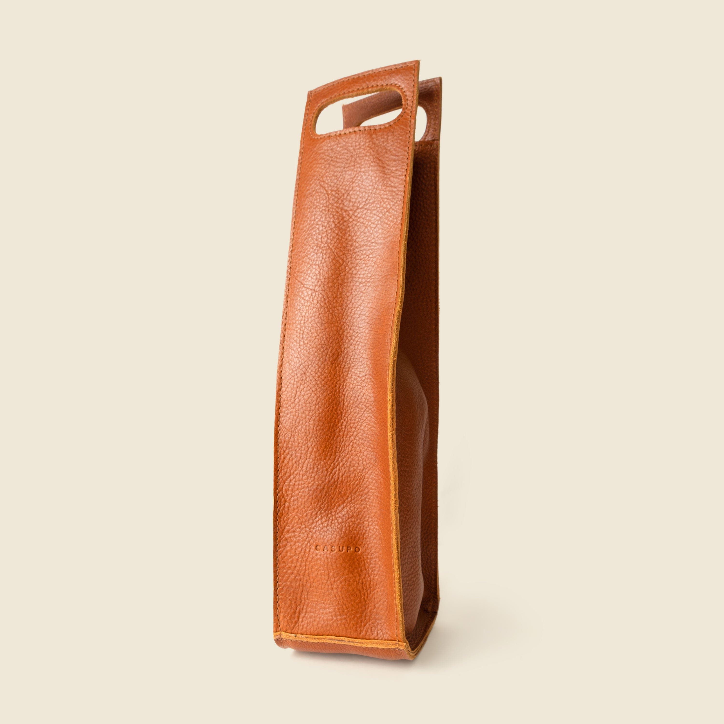 Premium Leather Bottle Tote with Handle, Alternate, color, Natural