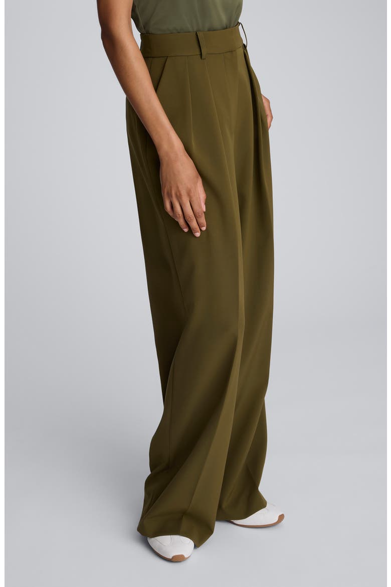 Double Pleat High Waist Wide Leg Pants, Alternate, color, OLIVE GREEN
