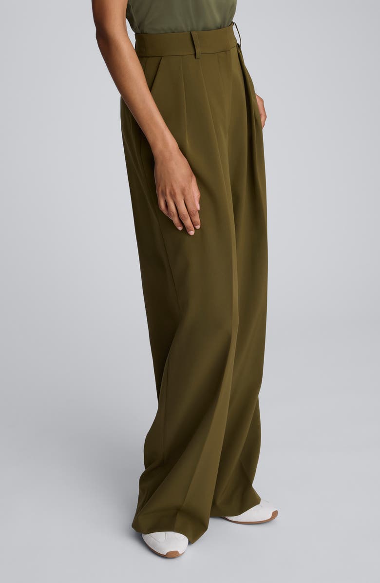Kenneth Cole Double Pleat High Waist Wide Leg Pants, Alternate, color, Olive Green