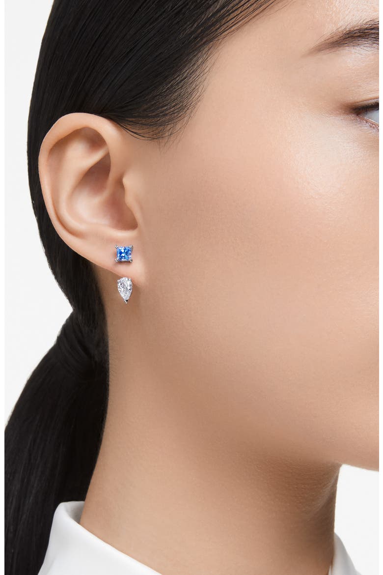 Mesmera Zirconia Jacket Earrings, Alternate, color, BLUE